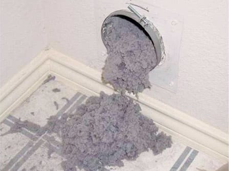 Dryer Vent Cleaning Picture of dryer vent lint.